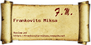 Frankovits Miksa névjegykártya